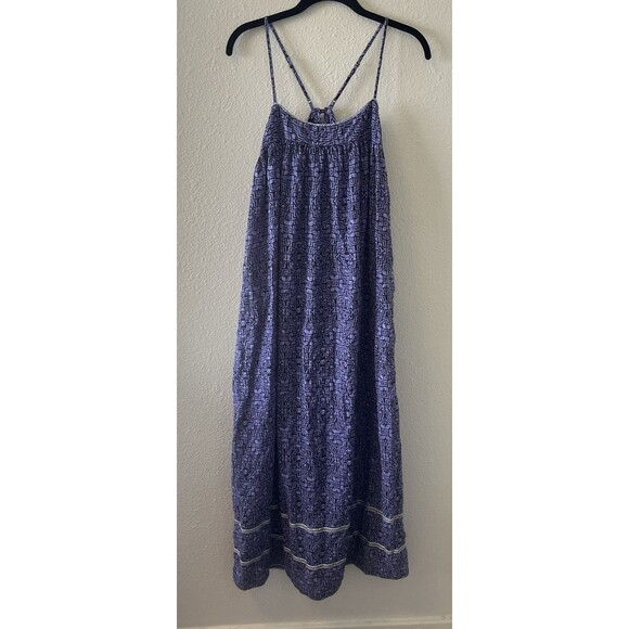 By Anthropologie Savona Slip Dress Sz S Purple Maxi Accent Boho Cotton Blend - Picture 1 of 16